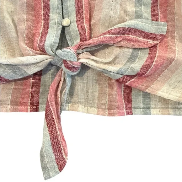 Rails Thea Tropic Stripe Multicolor Tie Front Top / Size L / Coastal Chic - Picture 11 of 13